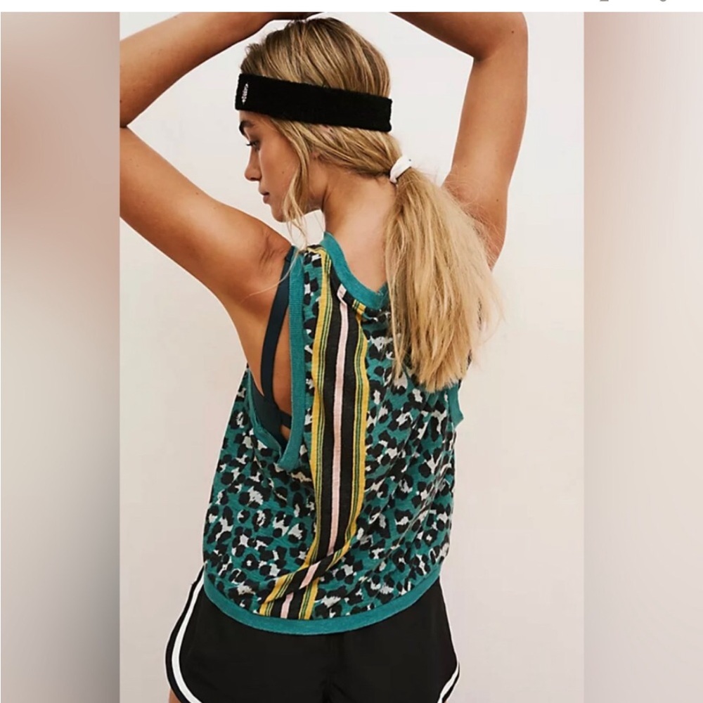 NEW! Free People Movement Printed love tank - green animal print